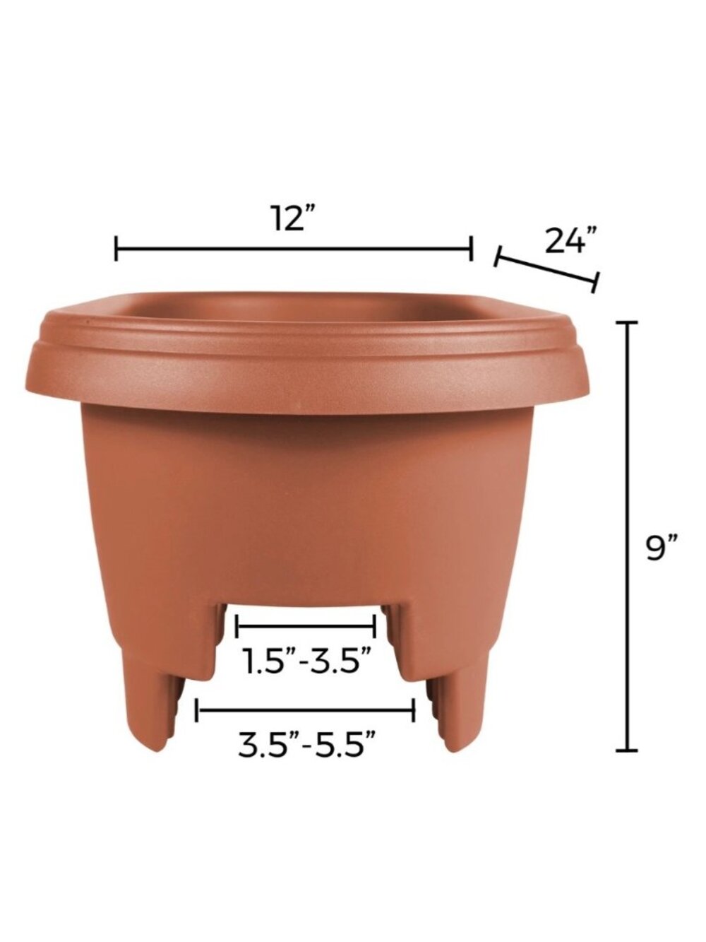 Bloem Terra Cotta Oval Deck Rail Planter 24" Elevated Garden Box (Quantity 3) - Picture 6 of 16